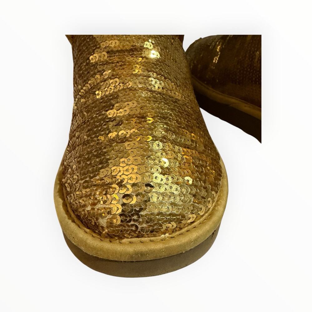 UGG Classic Short Sparkles Gold Sequin Boots Women's Size 7 Style 3161 - Picture 9 of 11